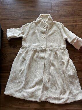 Tommy Hilfiger Cream Knit Button-Front Pea Coat